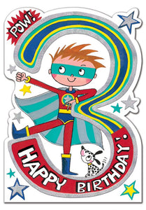 Birthday Card 3yr Superhero