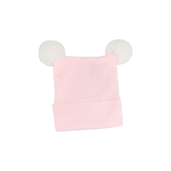 Kidcentral Essentials Newborn Hat - Double Pompom - Pink