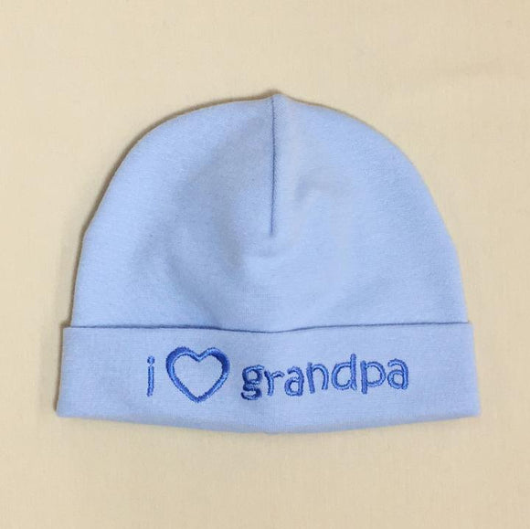 Itty Bitty FINAL SALE Baby Hat I Love Grandpa Blue