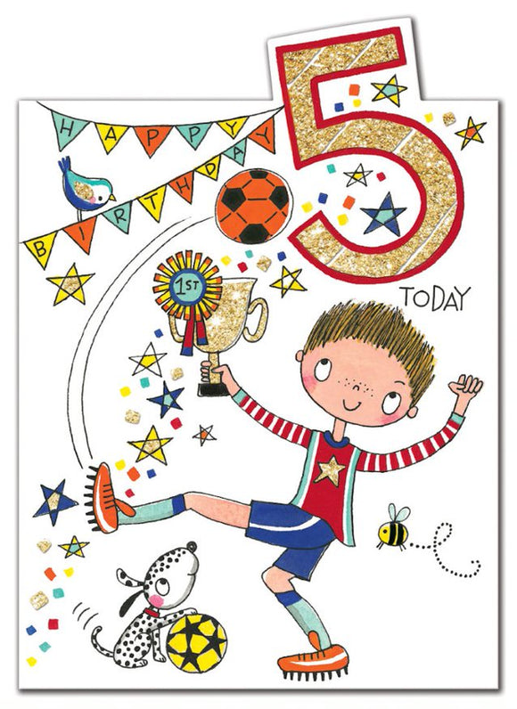Birthday Card 5yr Soccer