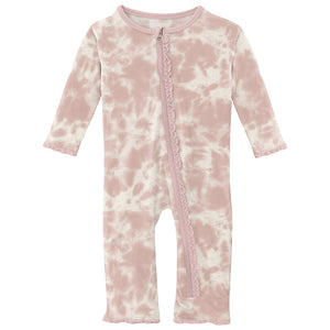 KicKee Pants Print Muffin Ruffle Coverall with Zipper Baby Rose Tie Dye