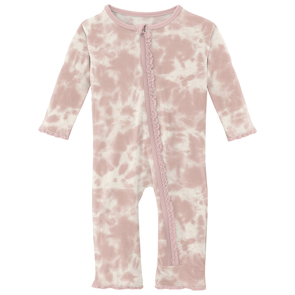 KicKee Pants Print Muffin Ruffle Coverall with Zipper Baby Rose Tie Dye