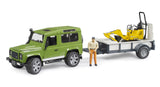 Bruder 02593 Land Rover Defender with Trailer, JCB excavator and man