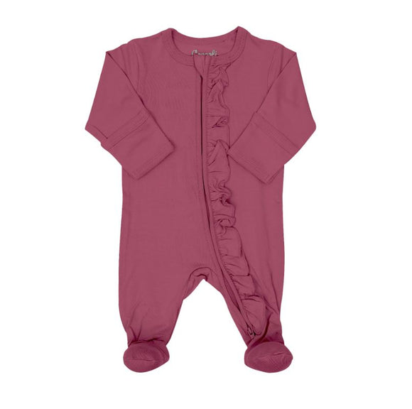 Coccoli Zipper Footie w/ruffle Berry Rose