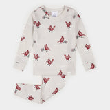Petit Lem 2pc Pajama Set Cardinal Print on Creme LunaKnit