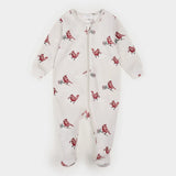 Petit Lem Sleeper - Cardinal Print on Creme Luna Knit