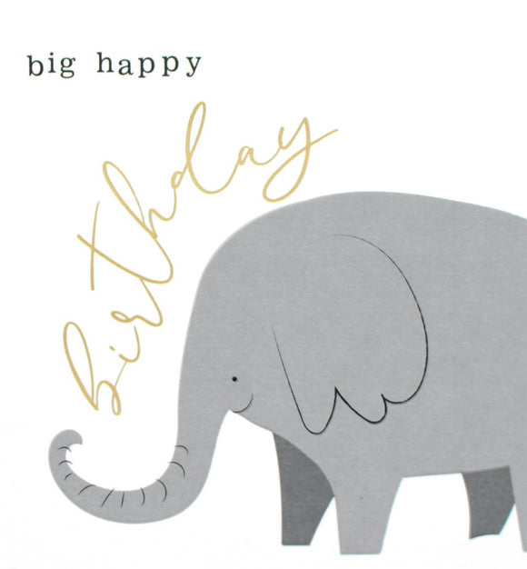 Birthday Card Big Happy Elephant