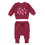 L'oved Baby FINAL SALE Printed Fleece Sweatshirt & Jogger Set Sugarplum Cherries Infant