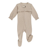 L'oved Baby FINAL SALE Smocked Zipper Footie Oatmeal Dots