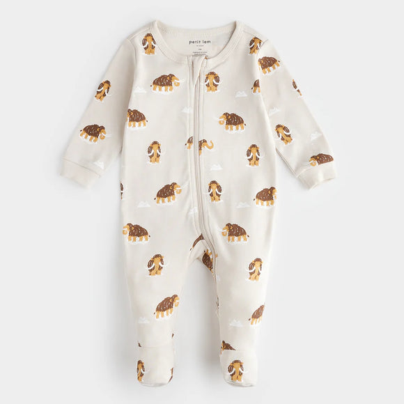 Petit Lem FINAL SALE Sleeper Wooly Mammoth Print on Cream