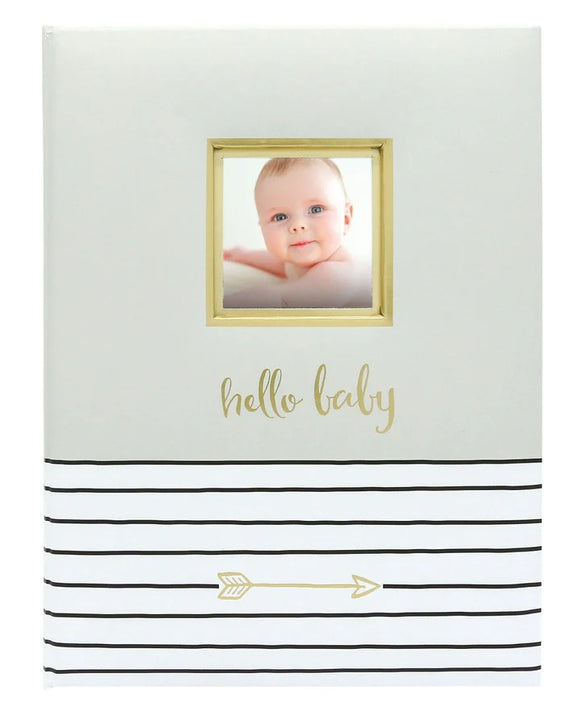 Pearhead Baby Memory Book Hello Baby Modern Gray