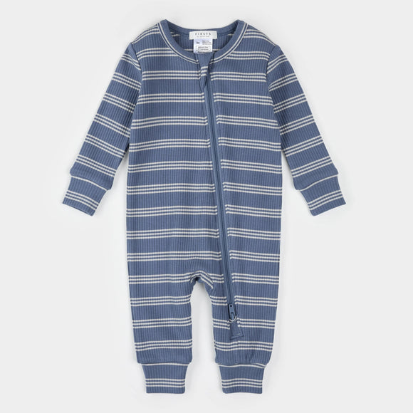 Petit Lem Rib Sleeper Denim Blue Striped