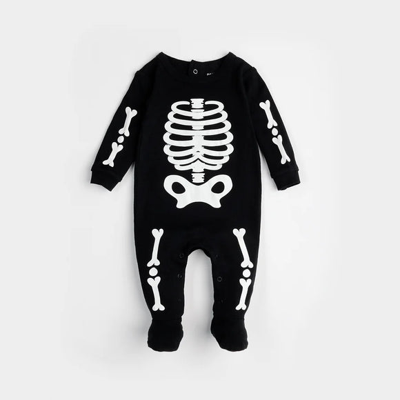 Petit Lem Sleeper Skeleton Glow in the Dark Print on Black
