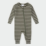 Petit Lem Rib Sleeper Farm Green Striped