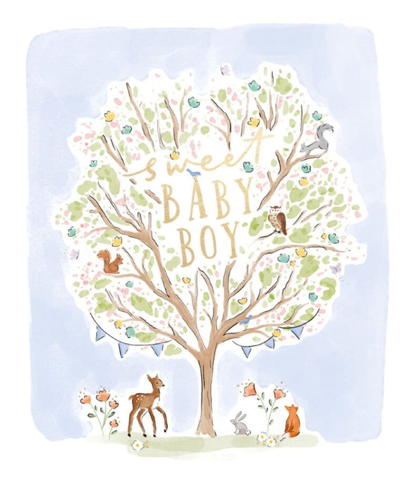 Baby Card Tree with Animals Blue