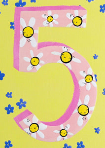Birthday Card 5yr Daisies