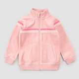 Miles The Label - Pink Velour Track Jacket with Retro Stripe