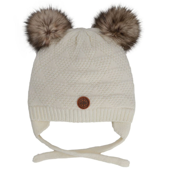 Calikids W2400 Knit 2 PomPom Hat Snow