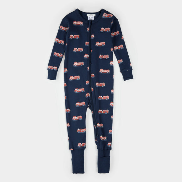 Petit Lem Rib Convertible Sleeper Fire Truck Print