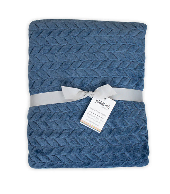 Juddlies Jacquard Flannel Blanket Navy