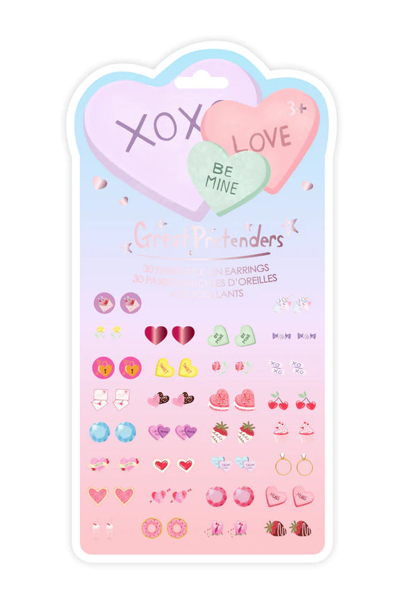 Great Pretenders 87517 Candy Heart Love Sticker Earrings