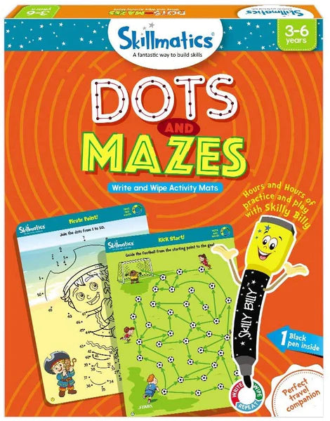 Skillmatics Write and Wipe Activity Mats Dots & Mazes