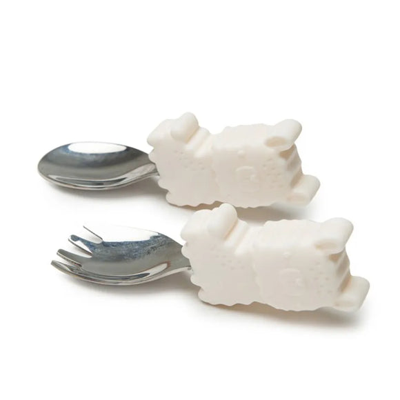 Loulou Lollipop Learning Spoon And Fork Set - Llama