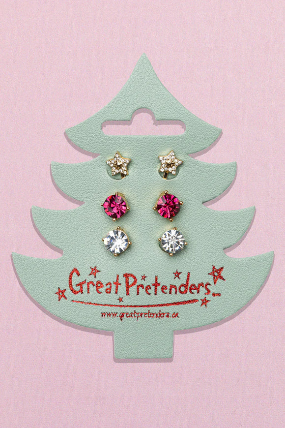 Great Pretenders 87520 Holiday Pleather Tree Clip-on Earrings