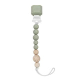 Loulou Lollipop Colour Pop Silicone & Wood Pacifier Clip - Silver Sage