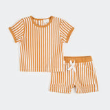 Petit Lem 2pc Short Set Terry Tan Stripe