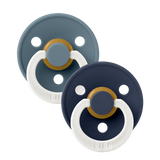 BIBS Pacifier Original COLOUR Latex 2 PK GLOW Petrol/Deep Space