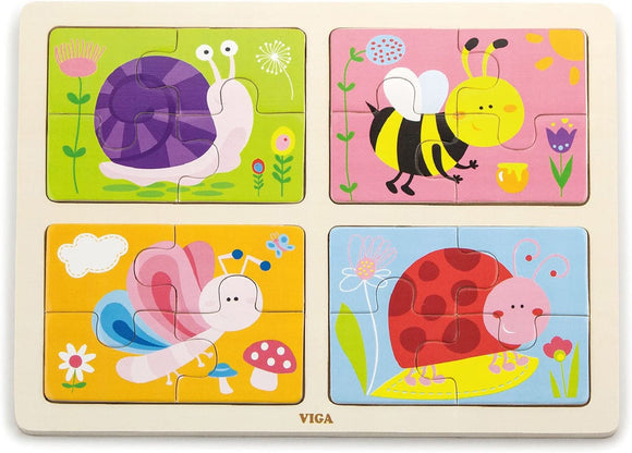 VIGA 16pc Puzzle 4-in-1 Insects