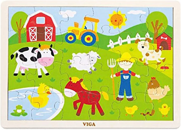 Viga 24pc Wooden Puzzle 501976 Farm Animals
