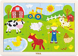 Viga 24pc Wooden Puzzle 501976 Farm Animals