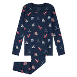 Petit Lem 2pc Pajama Set Hockey on Navy