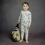 Petit Lem 2pc Pajama Dinoscaries Glow in the Dark on Lunar Grey, Infant