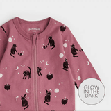 Petit Lem Sleeper Witchy Cats Glow in the Dark on Plum Sleeper