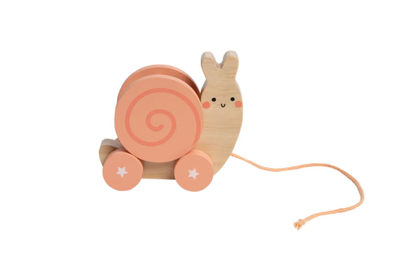 Pearhead Snail Wooden Pull Toy & Rattle