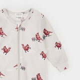 Petit Lem Sleeper - Cardinal Print on Creme Luna Knit