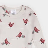 Petit Lem 2pc Pajama Set Cardinal Print on Creme LunaKnit