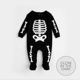 Petit Lem Sleeper Skeleton Glow in the Dark Print on Black