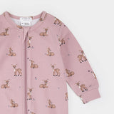 Petit Lem Sleeper - Fall Fawn Print on Twilight LunaKnit