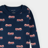 Petit Lem 2pc Pajama Set Firetruck Print on navy KIDS'