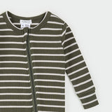 Petit Lem Rib Sleeper Farm Green Striped