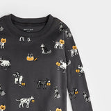 Petit Lem 2pc Pajama Set Howl-oween Print on Asphalt KIDS'