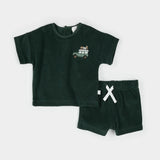 Petit Lem FINAL SALE  2pc Military Green Terry Shorts Set