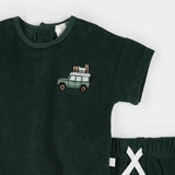 Petit Lem FINAL SALE  2pc Military Green Terry Shorts Set