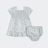 Petit Lem 2pc Dress Set - Vintage Floral Print on Powder Blue BABY