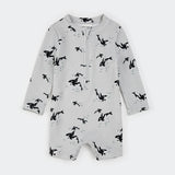 Petit Lem 1pc Swim Romper - Orcas Print on Grey BABY