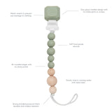 Loulou Lollipop Colour Pop Silicone & Wood Pacifier Clip - Silver Sage